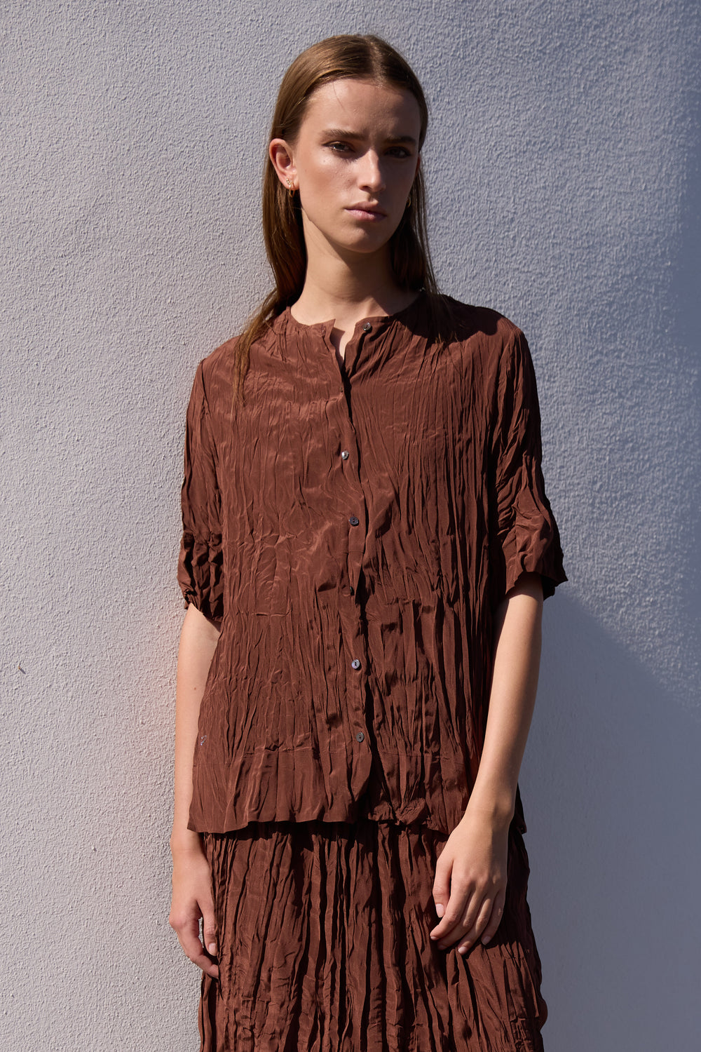 Heartmade HMMeriam skjorte SHIRTS 198 Deep brown