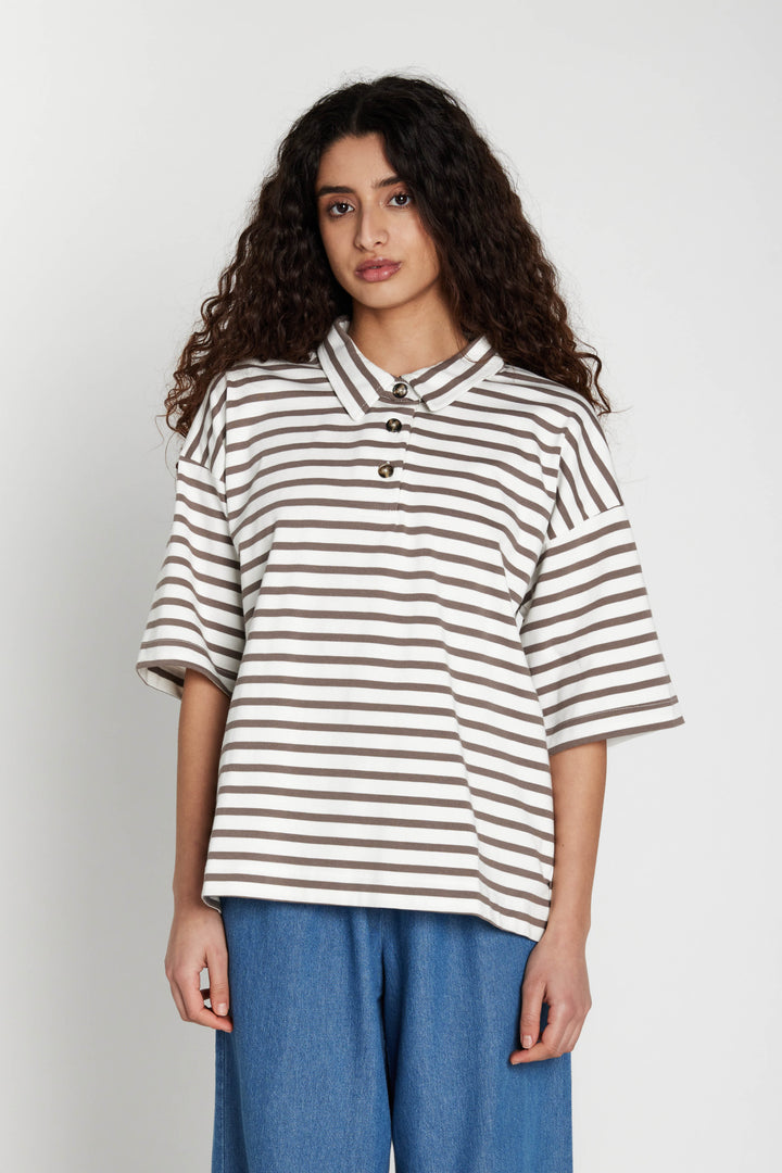 Heartmade HMErun t-shirt T-SHIRTS 809 Walnut stripe