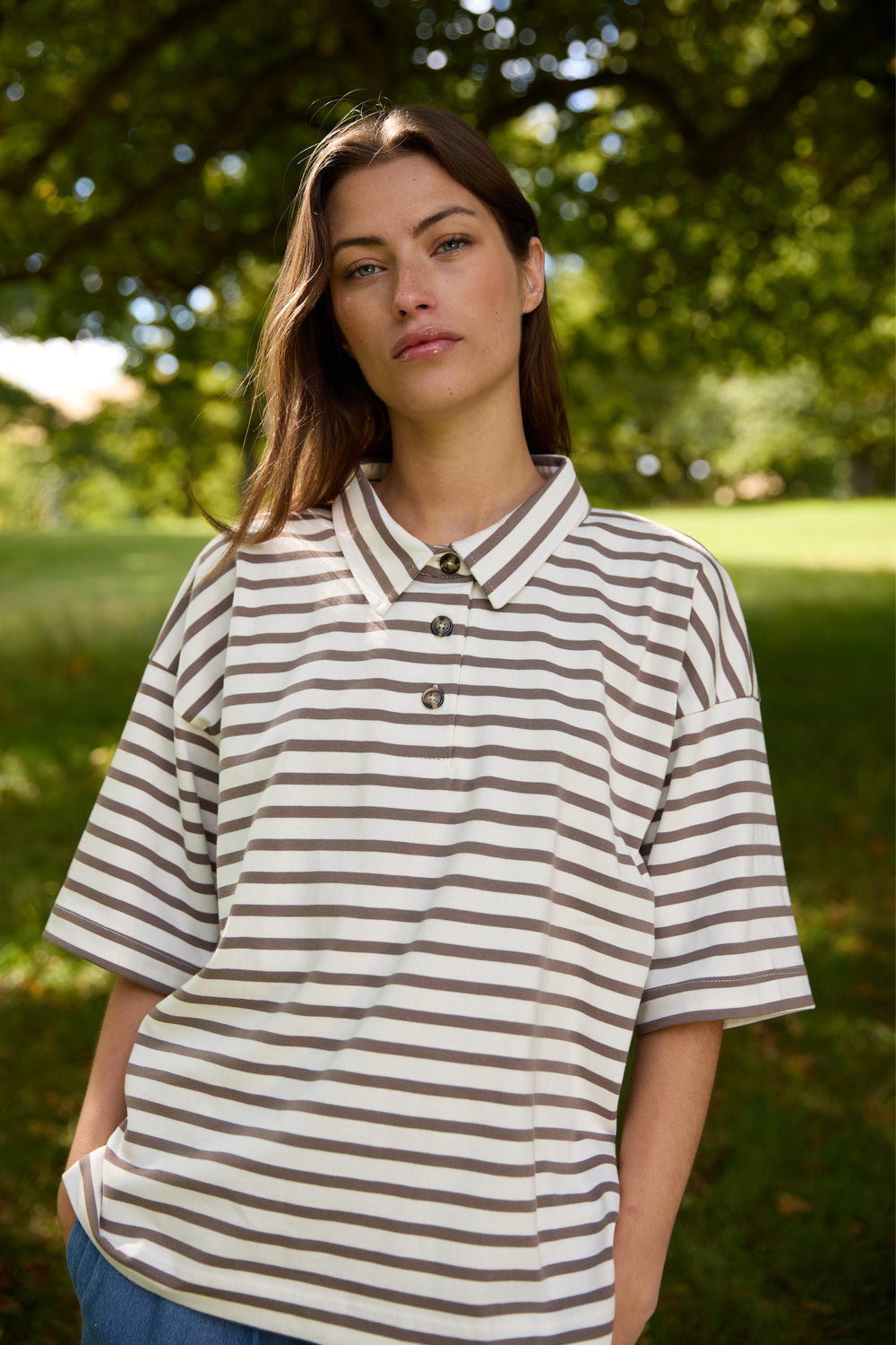 Heartmade HMErun t-shirt T-SHIRTS 809 Walnut stripe