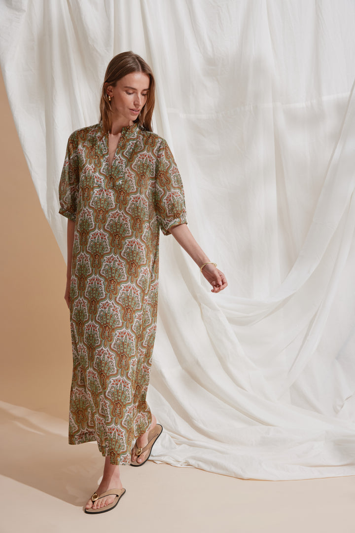 Heartmade HMHeliva kjole DRESSES 843 Green paisley print