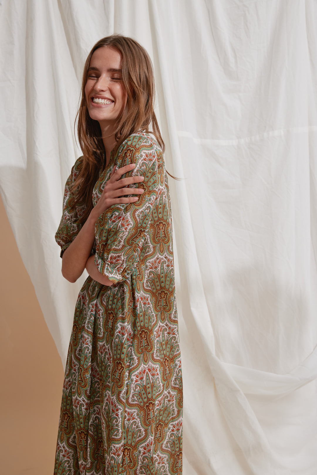 Heartmade HMHeliva kjole DRESSES 843 Green paisley print