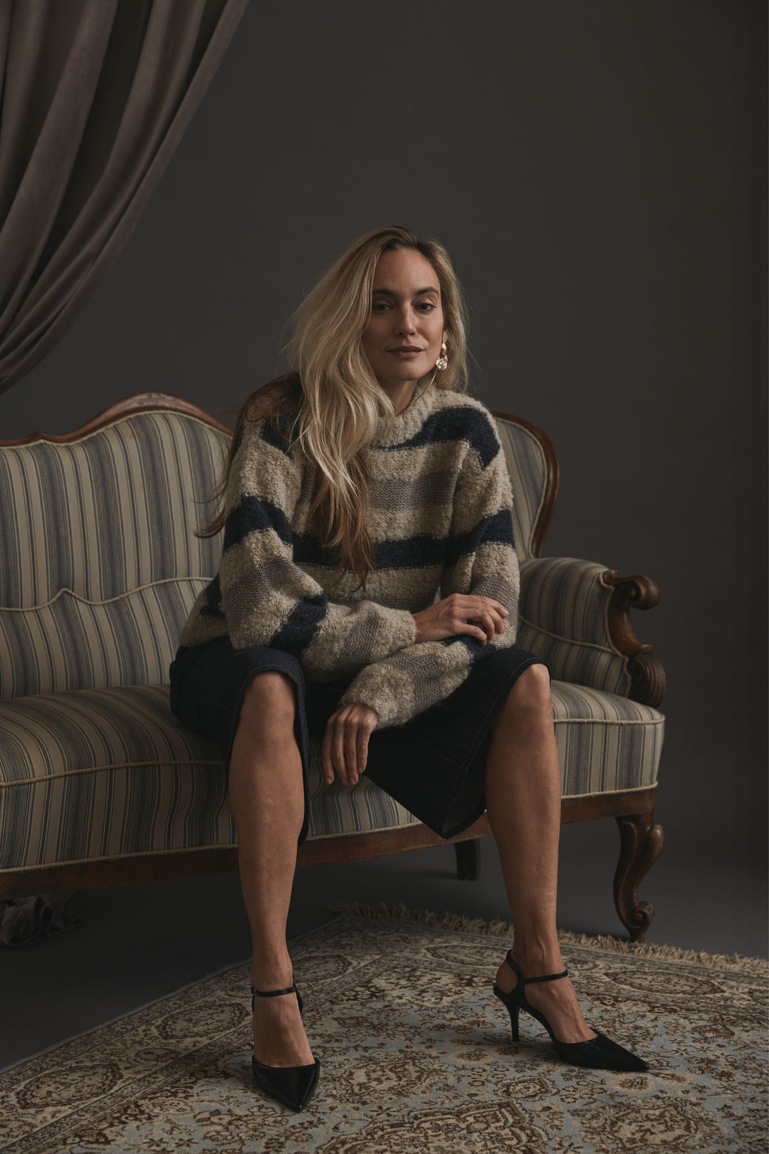 Heartmade HMKalira striktrøje KNITWEAR 609 Melange stipe