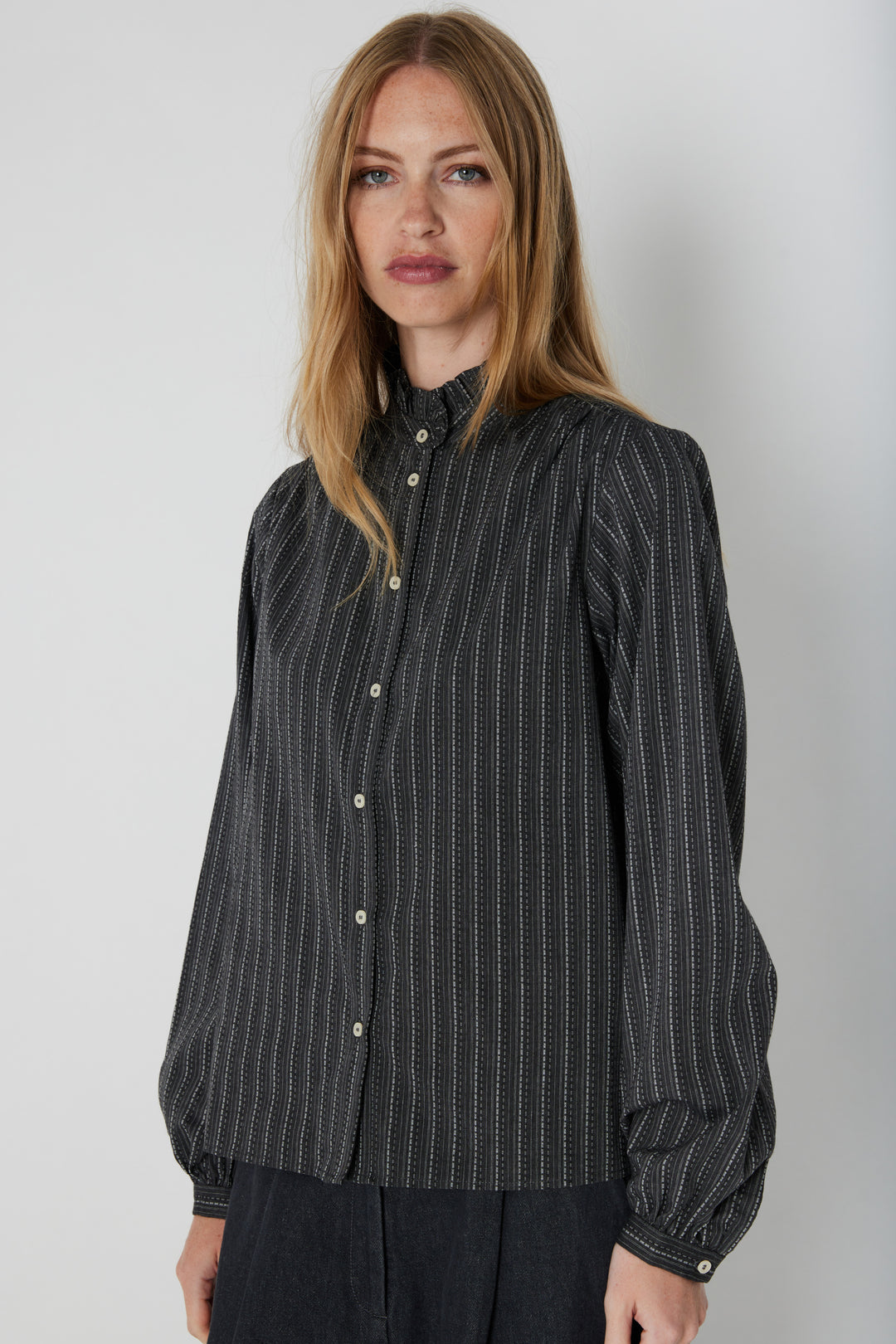 Heartmade HMMarthe skjorte SHIRTS 417 Grey stripe