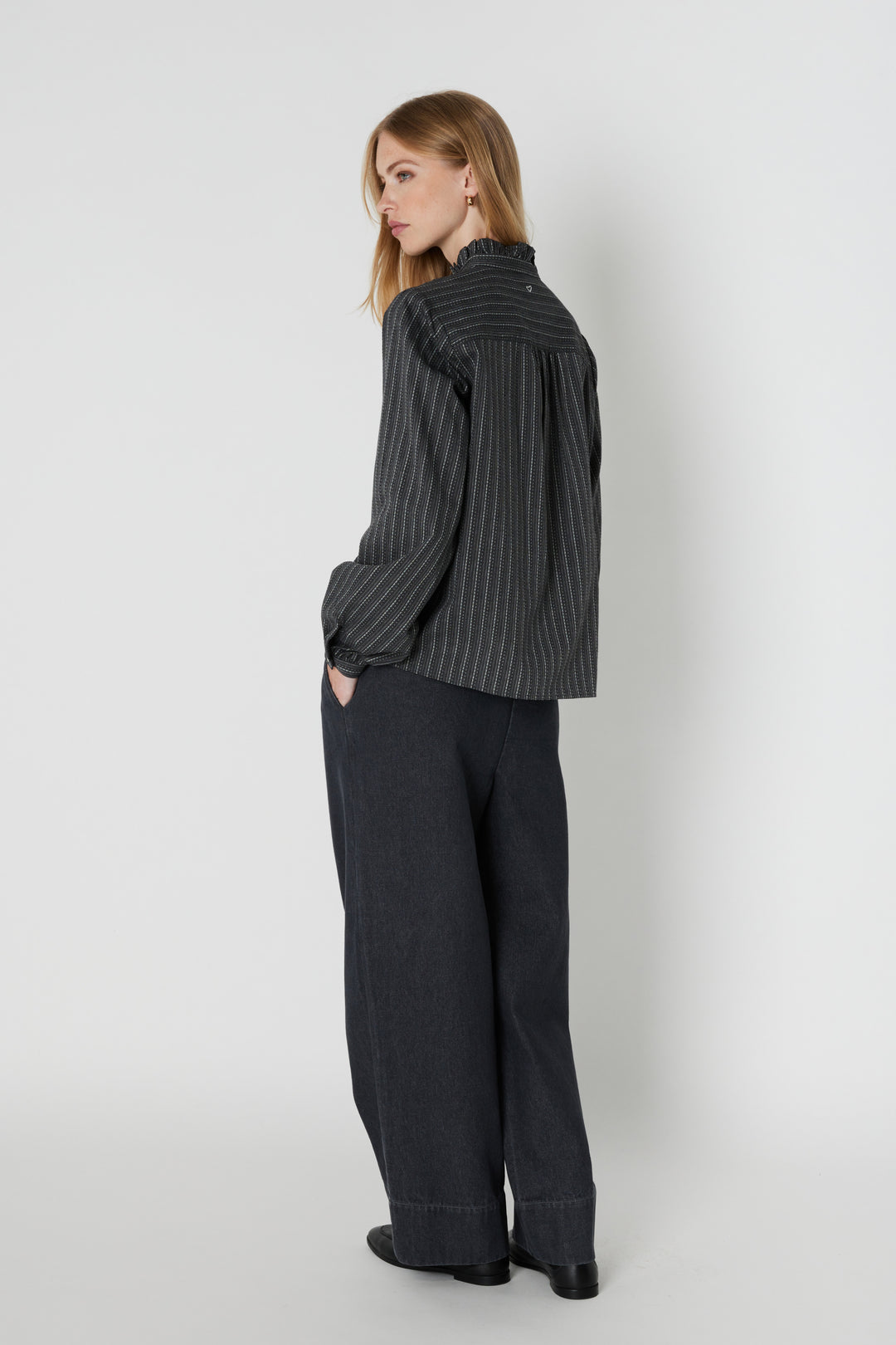 Heartmade HMMarthe skjorte SHIRTS 417 Grey stripe