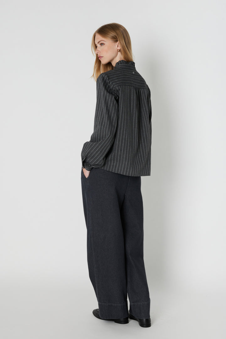 Heartmade HMMarthe skjorte SHIRTS 417 Grey stripe
