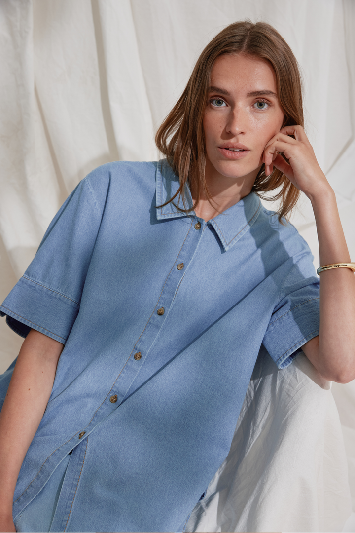 Heartmade HMMatea skjorte SHIRTS 202 Light blue denim