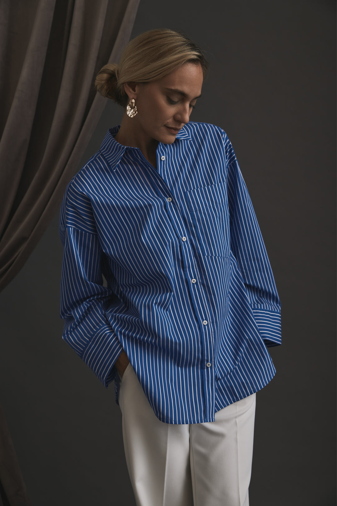 Heartmade HMMekia skjorte SHIRTS 601 Mixed blue stripe