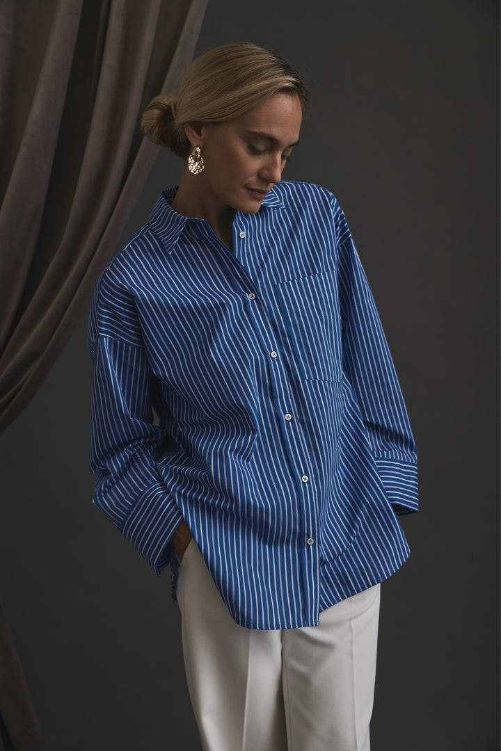 Heartmade HMMekia skjorte SHIRTS 601 Mixed blue stripe