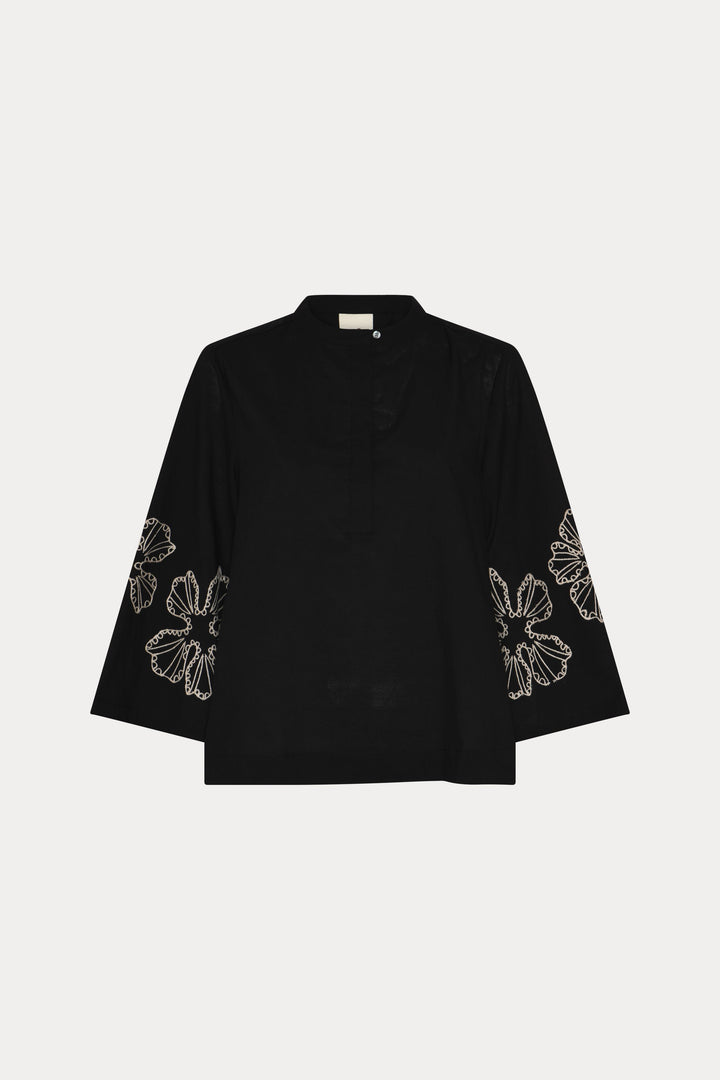 Heartmade HMMielo bluse BLOUSE 907 Black embroidery