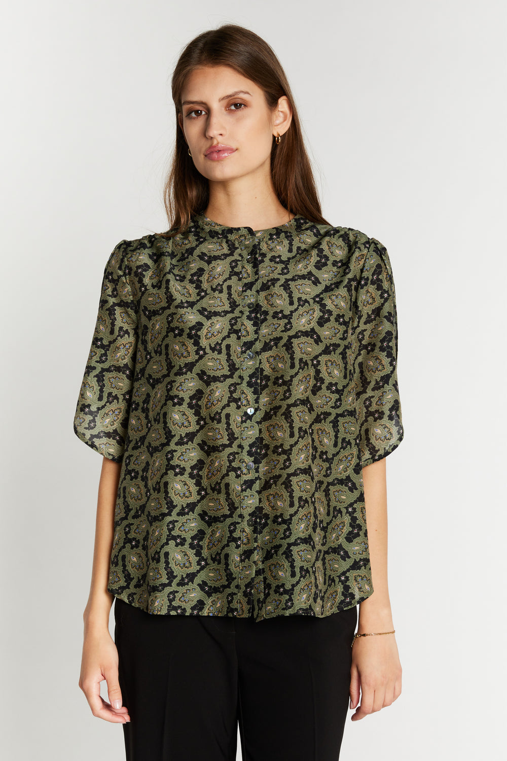 Heartmade HMTulin top SHIRTS 800 Forest green print