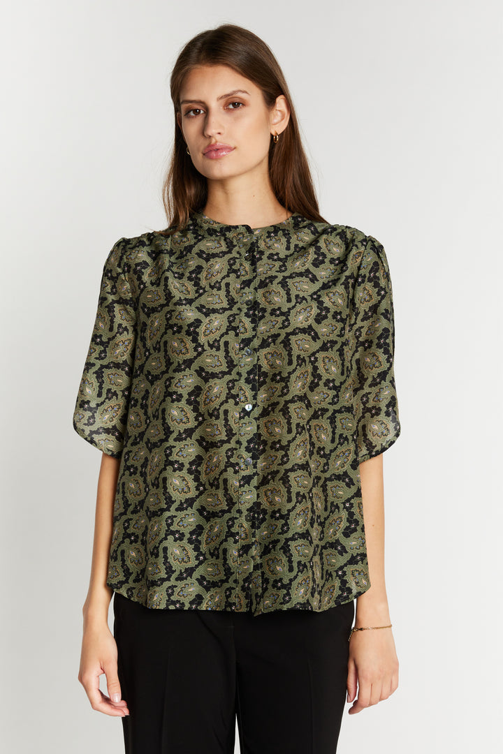 Heartmade HMTulin top SHIRTS 800 Forest green print