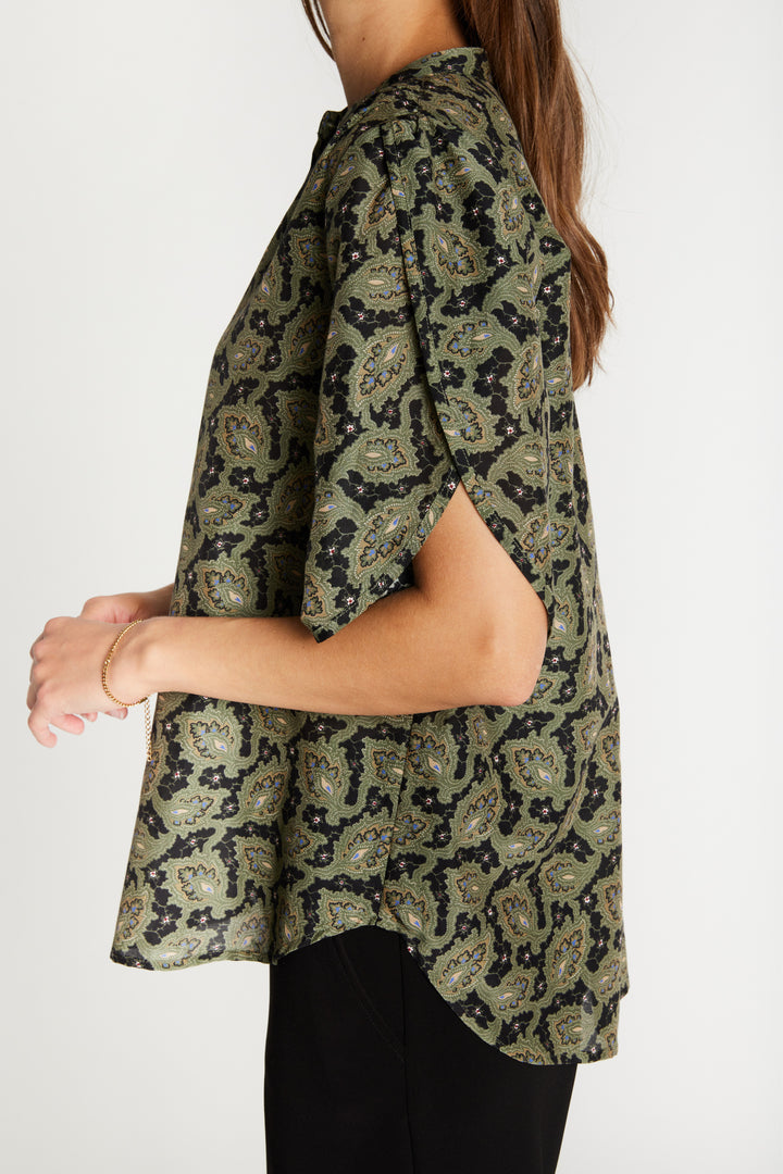 Heartmade HMTulin top SHIRTS 800 Forest green print