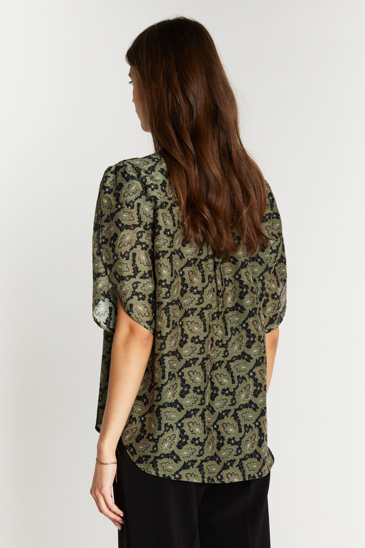 Heartmade HMTulin top SHIRTS 800 Forest green print