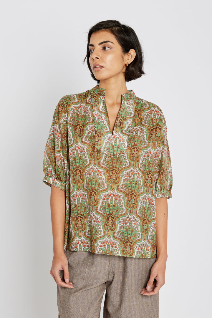 Heartmade HMTurin skjorte SHIRTS 843 Green paisley print