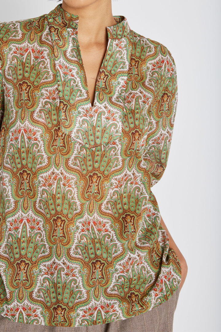 Heartmade HMTurin skjorte SHIRTS 843 Green paisley print