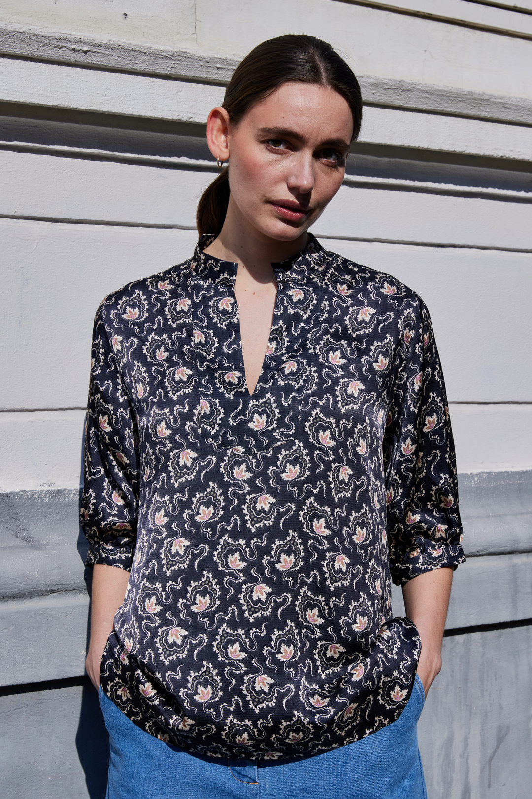 Heartmade HMTurin top BLOUSE 202 Navy Dekor