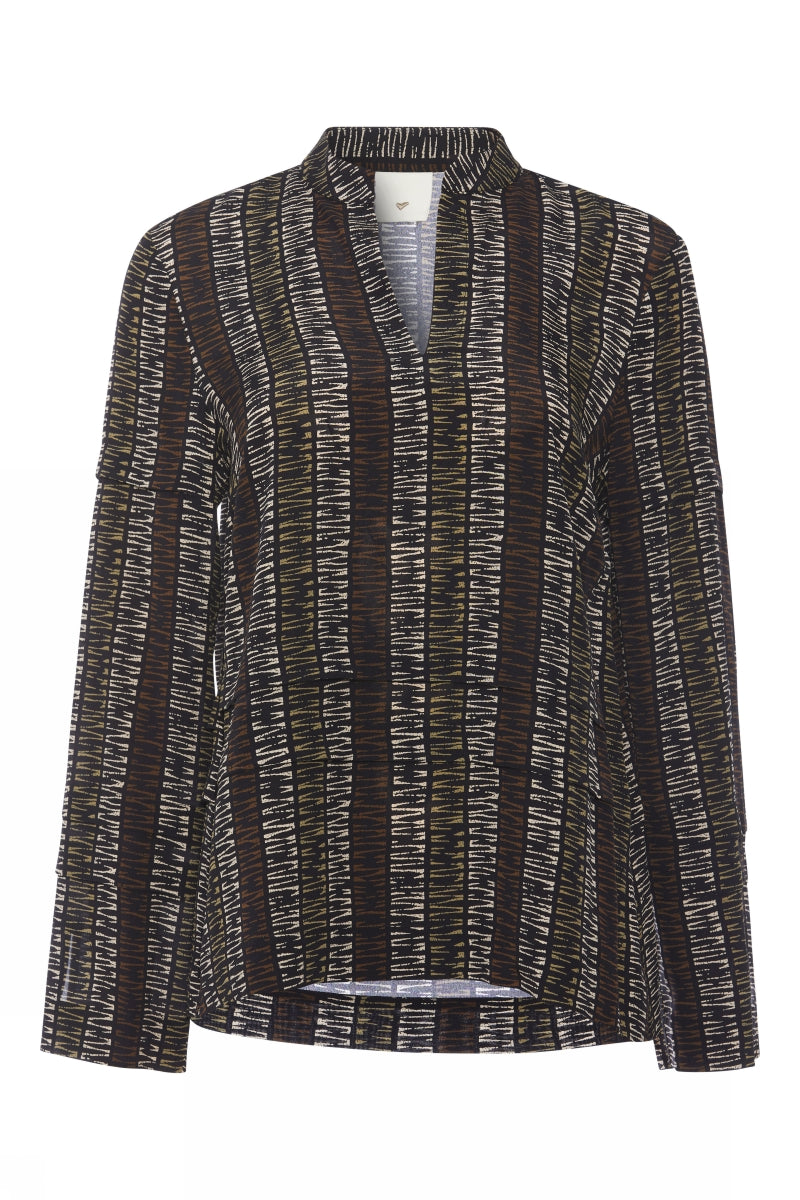 Heartmade Metin blouse HM BLOUSE 634 Khaki stripe